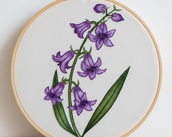 Bluebell Flower Embroidery Design, Bluebell Embroidery Template PDF File (Instant Download)