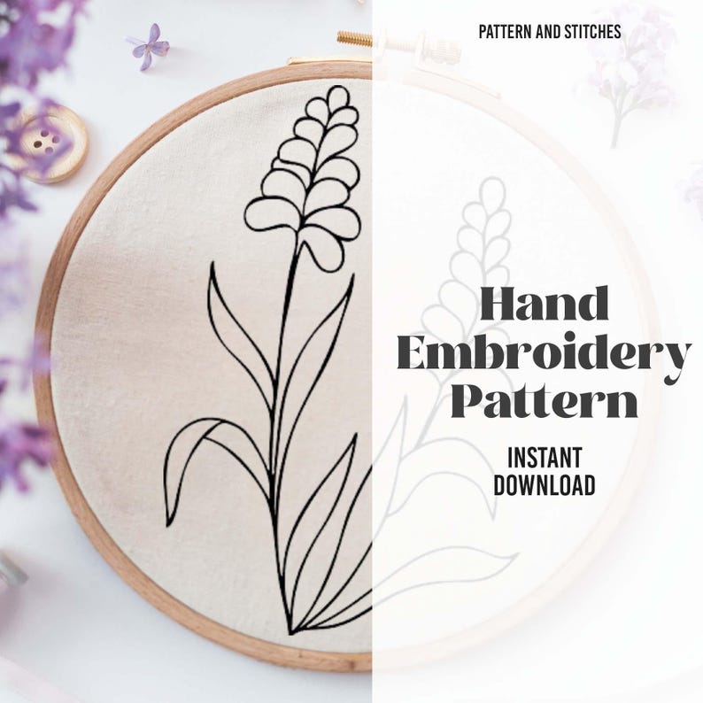 Dainty Lavender Hand Embroidery Design, Lavender Embroidery PDF File - Etsy