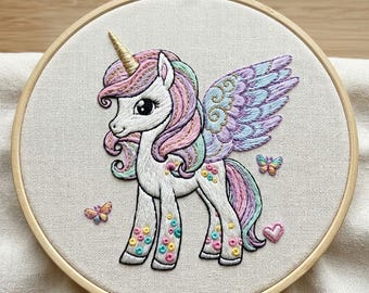 Einhorn Stickmuster, Einhorn Pferd Handstickerei, Stickdatei, Stickmuster PDF Download