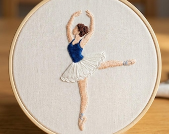 Ballerina Dancing Girl Embroidery Design, Ballerina Girl Hand Embroidery Pattern, Dancing Girl Embroidery Design PDF Download