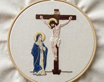 Jesus and Mary Hand Embroidery Design, Merciful Jesus Hand Embroidery Pattern, Christian Embroidery Design PDF Download