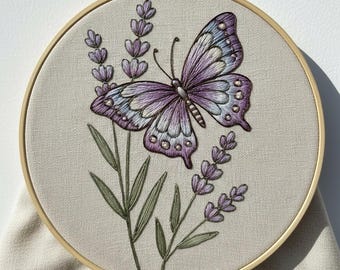 Flowers And Butterfly Embroidery Design, Butterfly Embroidery Template PDF File (Instant Download)