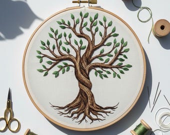 Tree Of Life Hand Embroidery Design, Tree Embroidery PDF File