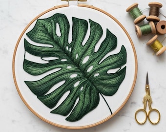 Stitch Your Own Monstera Magic! Hand Embroidery Leaf Pattern - Instant  Download - Etsy