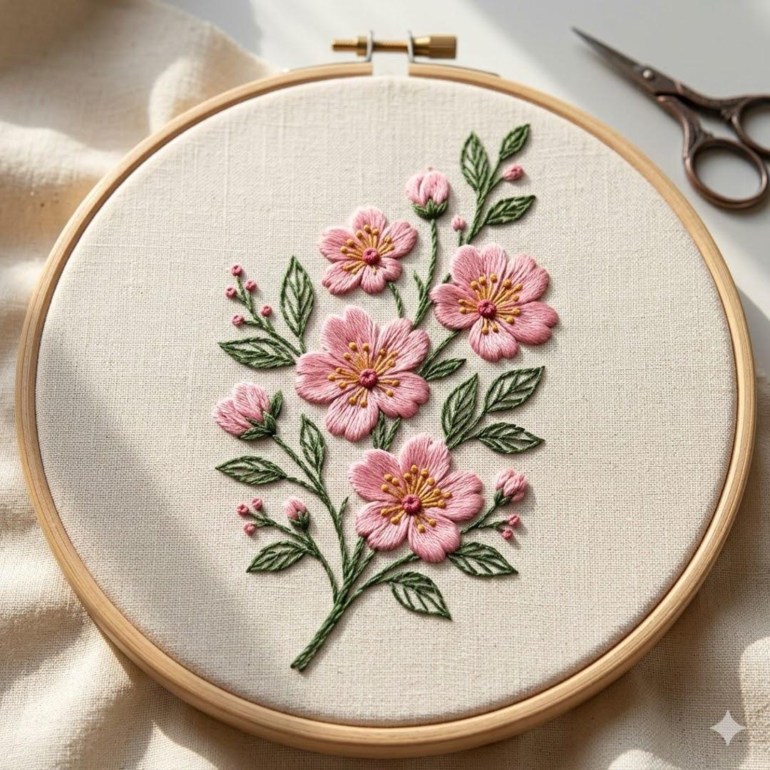 Cherry Hand Embroidery Pattern / Instant Download Tutorial / Pink ...