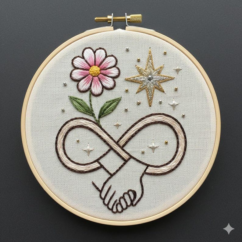 Infinity Handshake Embroidery Design, Nature Embroidery Template PDF ...