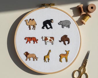 Tiny Animals Collection Hand Embroidery, Animals Embroidery Design, Instant download (PDF template)