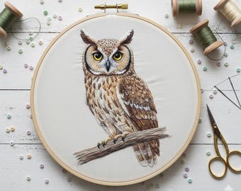 Cute Owl Hand Embroidery Design, Owl Embroidery PDF File