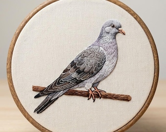 Dove On Wood Embroidery Pattern, Garden Dove Hand Embroidery Design, Dove Bird Design PDF Download