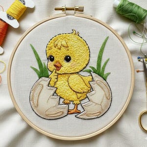 Baby Chick Hand Embroidery Design, Cute Chick Embroidery PDF File