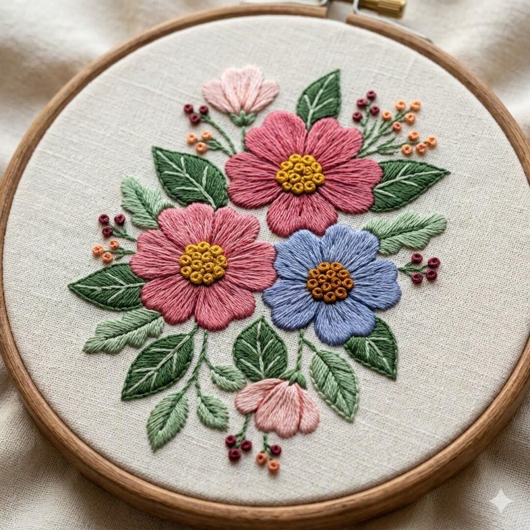 Vibrant Wildflowers Hand Embroidery Pattern Digital Download PDF Files ...