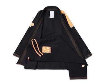 Albino and Preto Herringbone BJJ Gi: Pearl-Weave Kimono