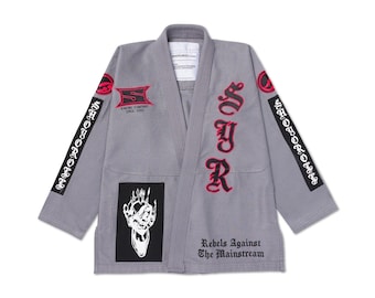 Yooga Flame Gray BJJ Gi: Brazilian Jiu-Jitsu Kimono for Adult & Kids
