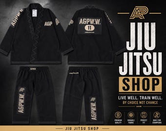Albino and Preto Herringbone BJJ Gi, Pearl-Weave Kimono