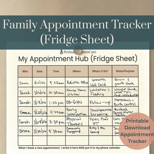 ADHD Family Appointment Tracker | Neurodivergent Fridge Planner | Executive Function Tool for Busy Parents | Digital PDF