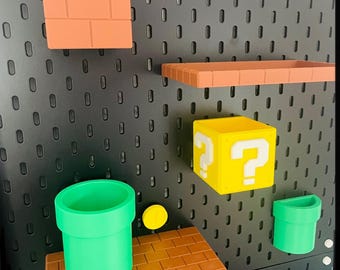 Super Mario IKEA SKÅDIS Accessories | 3D Printed Pegboard Decor organizer