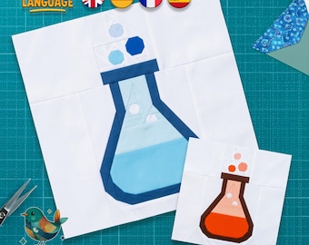 Beaker Quilt Block Pattern, Foundation Paper Piecing, Science Quilt Pattern (PDF Download)