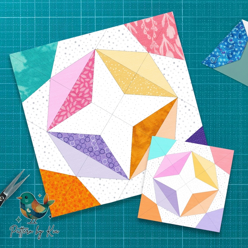 Diamond Star Quilt Block Pattern: 5 Sizes, Star Quilt Block, PDF ...
