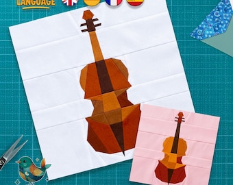 Violin Quilt Block Pattern, Foundation Paper Piecing (FPP), Musical PDF Download