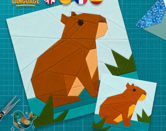 Capybara Quilt Block Pattern: Foundation Paper Piecing, animal Quilt, PDF Download