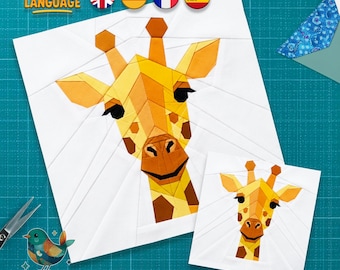 Giraffe Quilt Block Pattern, Foundation Paper Piecing, Animal  Patchwork, PDF Download