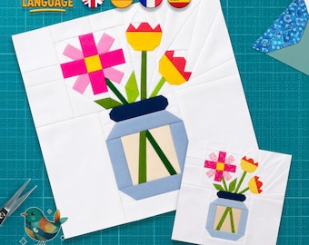 Flower Vase Quilt Block Pattern | Foundation Paper Piecing | Flower Quilt | PDF Digital Download Pattern