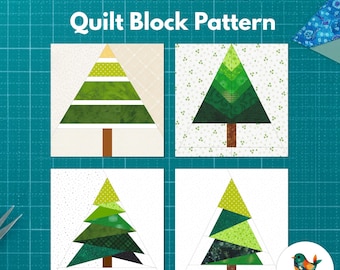 Tree Quilt Block FPP Bundle : 4 FPP Designs, PDF Instant Download, Beginner Friendly