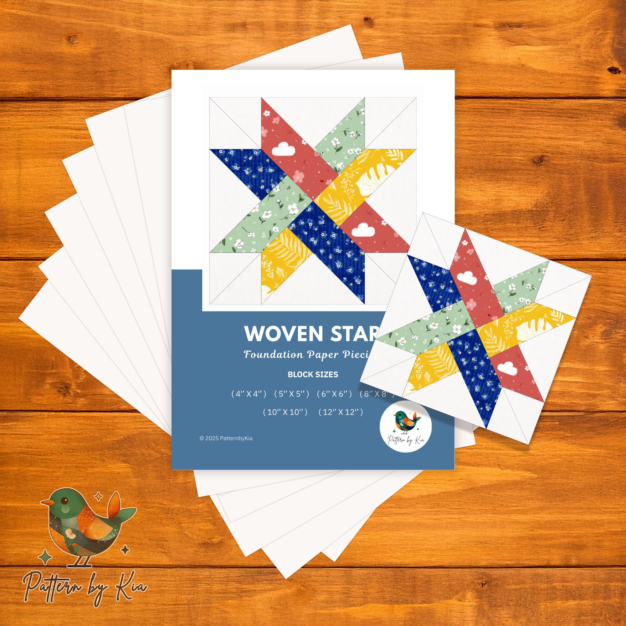 Woven Star 6 Sizes | Foundation Paper Piecing | Quilt Block Pattern ...