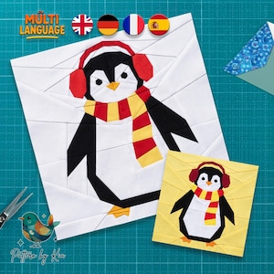 Penguin Quilt Block Pattern, Ocean Animal Fpp Pattern, Winter Quilt, PDF Download