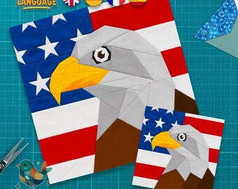 American Eagle Quilt Block Pattern | Foundation Paper Piecing | Patriotic Bald Eagle | PDF Digital Download Pattern