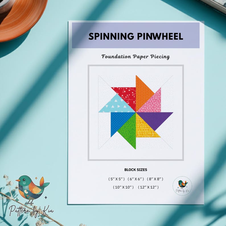 Spinning Pinwheel Quilt Block Pattern, FPP, 5 Sizes (PDF Download) - Etsy