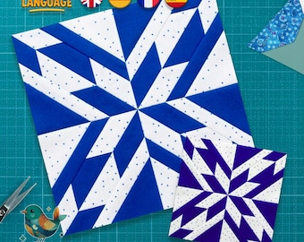 Hunter Star 6 tailles, fondation en papier, motif bloc de courtepointe, téléchargement immédiat au format PDF