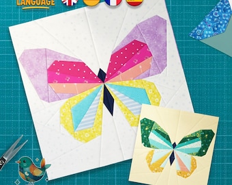 Butterfly Quilt Block Pattern 5 sizes, Foundation Paper Piecing, PDF Download