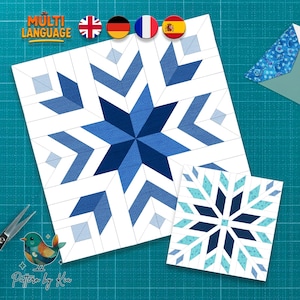 Snowflake Star Quilt Block, Foundation Paper Piecing for 6 Sizes, PDF Instant Download