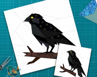 Raven Crow Quilt Block, Crow Pattern Fpp, Foundation Paper Piecing, PDF Instant Download