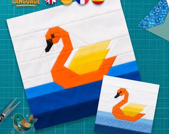 Swimming Duck FPP Quilt Block Pattern: Animal, Foundation Paper Piecing (Digital Download)