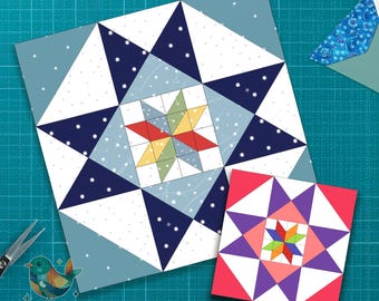 Ohio Star Quilt Block Pattern: Modern 8-Point Star (Digital Download)