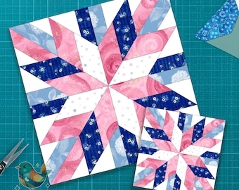 Star Quilt Block Pattern: Foundation Paper Piecing, 6 Sizes (Instant Download PDF)