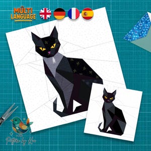 Halloween Cat Quilt Block, Foundation Paper Piecing, Fpp Block Modern, PDF Instant Download