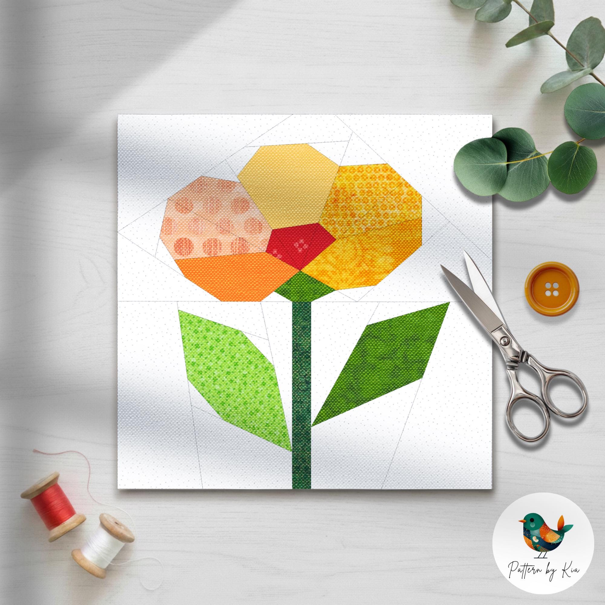 Buttercup Flower Quilt Block Pattern: Foundation Paper Piecing (PDF ...