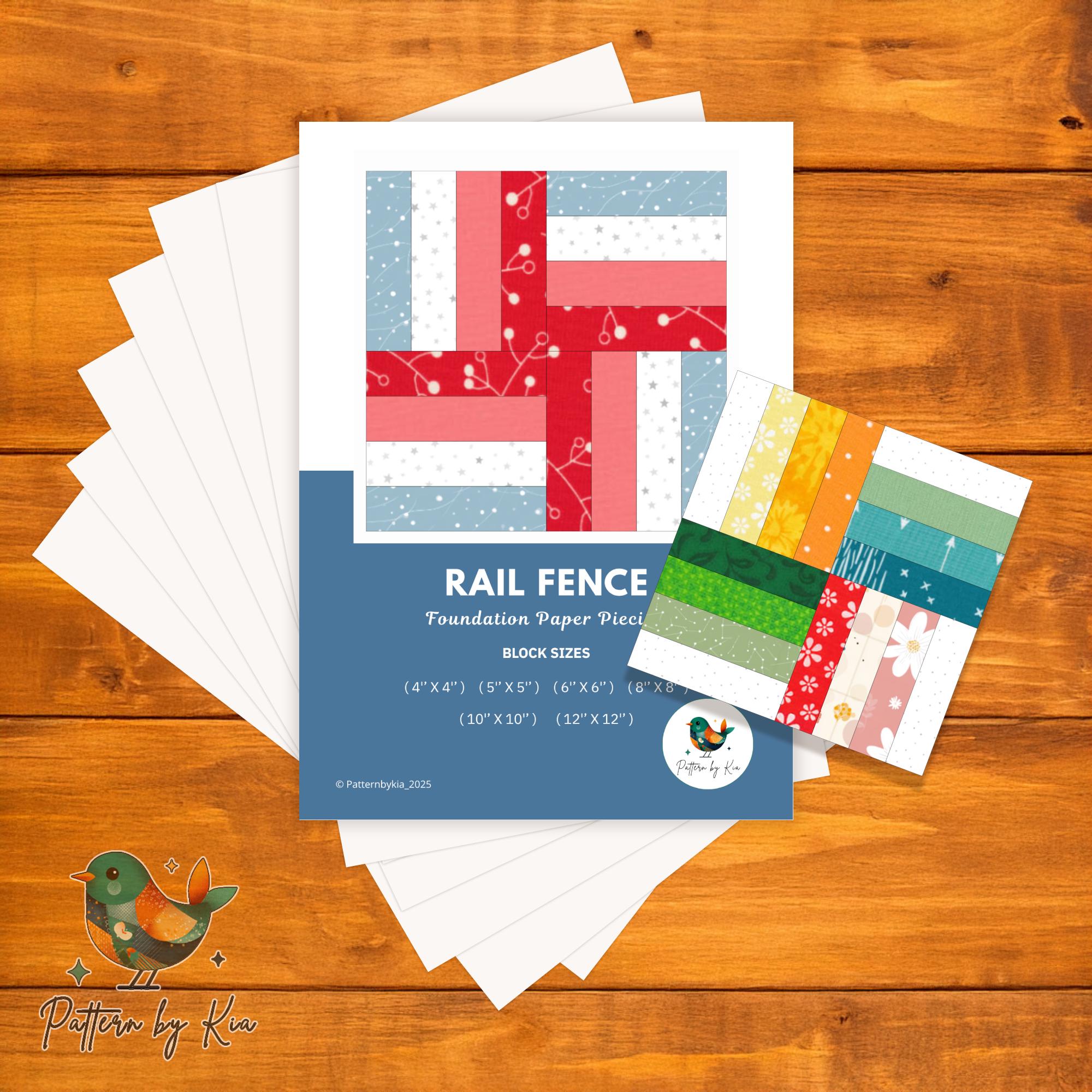 Rail Fence Quilt Block Pattern: Foundation Paper Piecing (PDF Download ...