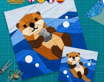 Sea Otter Quilt Block Pattern: Foundation Paper Piecing, Otter Quilt, PDF Download