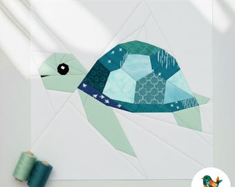 Meeresschildkröte Quilt Block-Muster, PDF-Muster, Meeresschildkröte