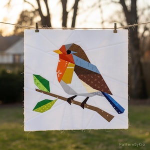 Robin Bird Quilt Block Pattern, Foundation Paper Piecing (PDF Download, 4 Languages) image 2