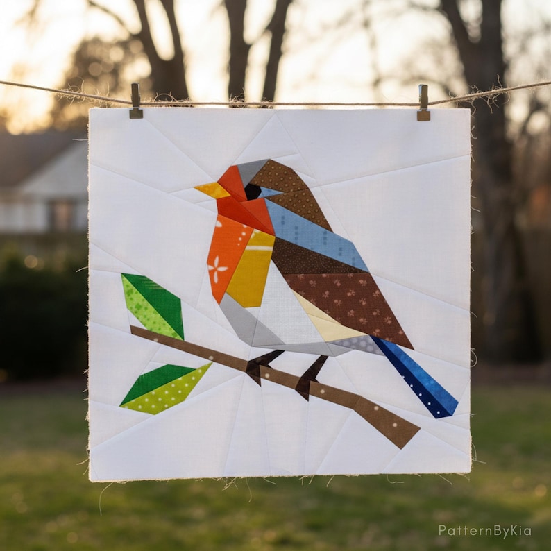Robin Bird Quilt Block Pattern, Foundation Paper Piecing (PDF Download, 4 Languages) image 2