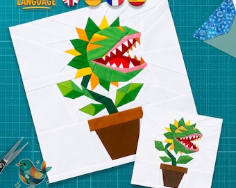 Venus Flytrap Quilt Block Pattern, Foundation Paper Piecing, Monster Plants FPP, Plant Quilt Block, PDF Download