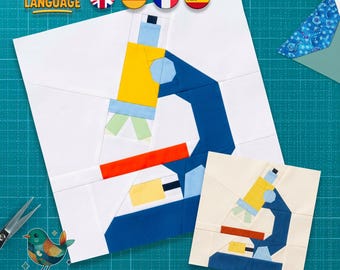 Microscope Quilt Block Pattern, Foundation Paper Piecing, Science Quilt, PDF Download
