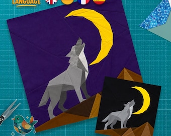 Wolf Moon Quilt Block Pattern: Foundation Paper Pieced, Winter FPP (PDF Download)
