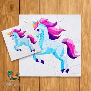 Magical Unicorn FPP Quilt Block Pattern | Foundation Paper Piecing | Geometric Animal Quilt | PDF Download