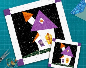 Quiltblokpatroon spookhuis: Halloween FPP (pdf)